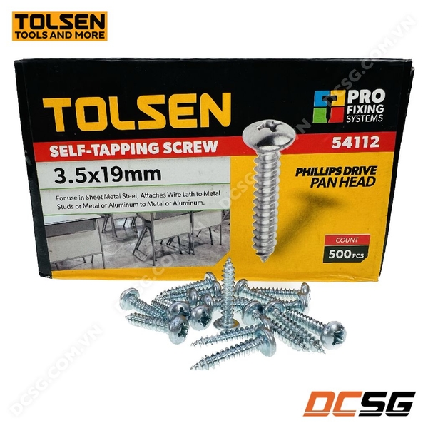 Ốc vít đầu tròn bề mặt mạ kẽm 3.5-4.8mm Tolsen