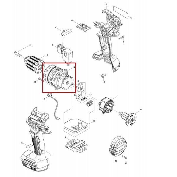 Bộ hộp nhông/DHP484 Makita 127499-5