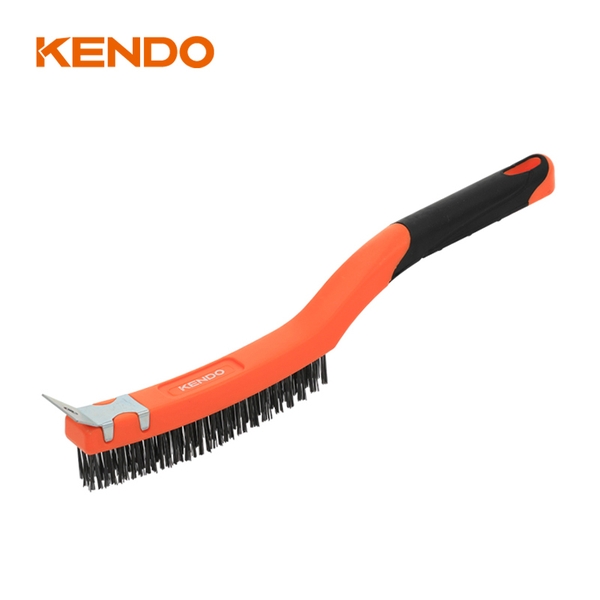 Bàn chải sợi thép 3x19 hàng kết hợp đầu sủi kích thước 14 inch 350mm Kendo - 31201