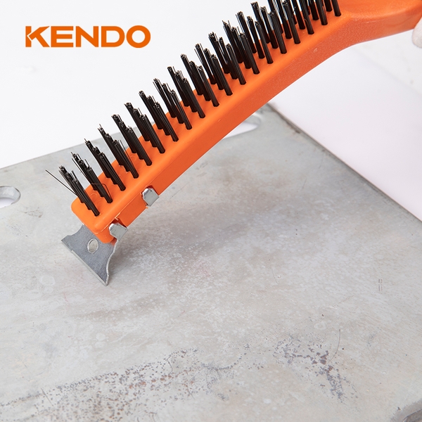 Bàn chải sợi thép 3x19 hàng kết hợp đầu sủi kích thước 14 inch 350mm Kendo - 31201