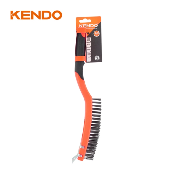 Bàn chải sợi thép 3x19 hàng kết hợp đầu sủi kích thước 14 inch 350mm Kendo - 31201