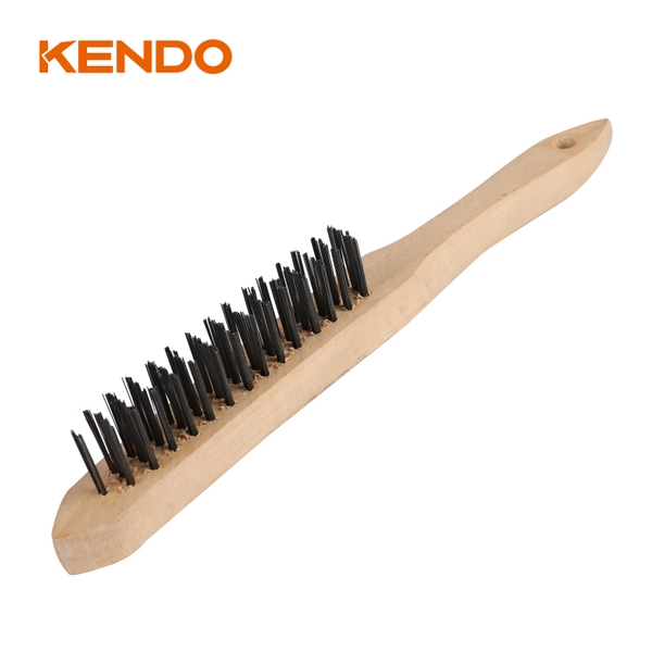 Bàn chải sắt sợi thép tay cầm gỗ 3×15 hàng Kendo - 31501