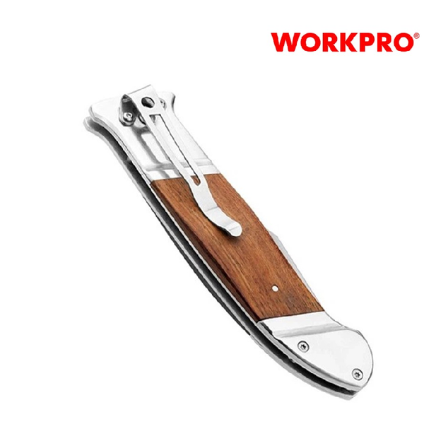 Dao tiện ích gấp gọn cán gỗ Workpro 115mm - 138mm