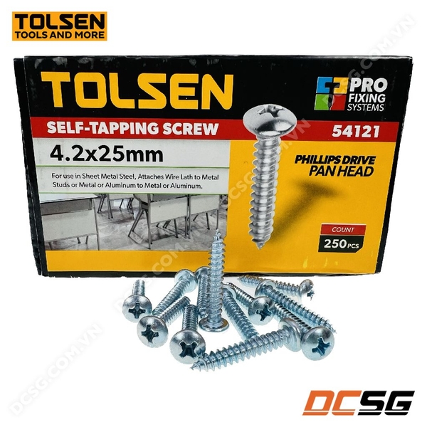 Ốc vít đầu tròn bề mặt mạ kẽm 3.5-4.8mm Tolsen