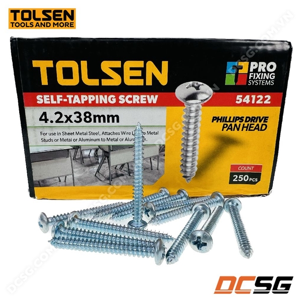 Ốc vít đầu tròn bề mặt mạ kẽm 3.5-4.8mm Tolsen
