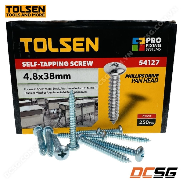 Óc vít đầu tròn bề mặt mạ kẽm 3.5-4.8mm Tolsen