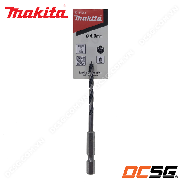 Mũi khoan gỗ đầu đinh nhọn chuôi lục giác 6.35mm Makita