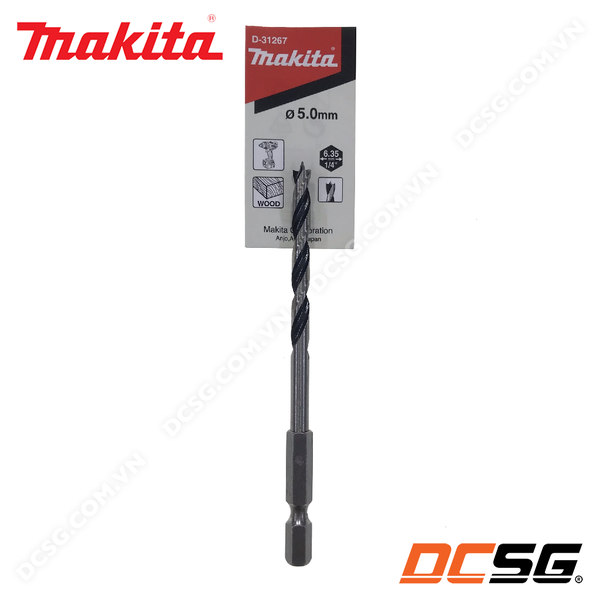 Mũi khoan gỗ đầu đinh nhọn chuôi lục giác 6.35mm Makita