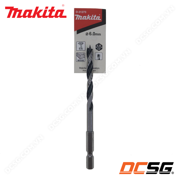 Mũi khoan gỗ đầu đinh nhọn chuôi lục giác 6.35mm Makita