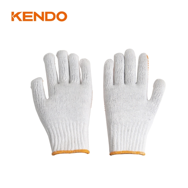 Găng tay làm việc bằng vải chấm cao su size 9 inch (L) Kendo 76132