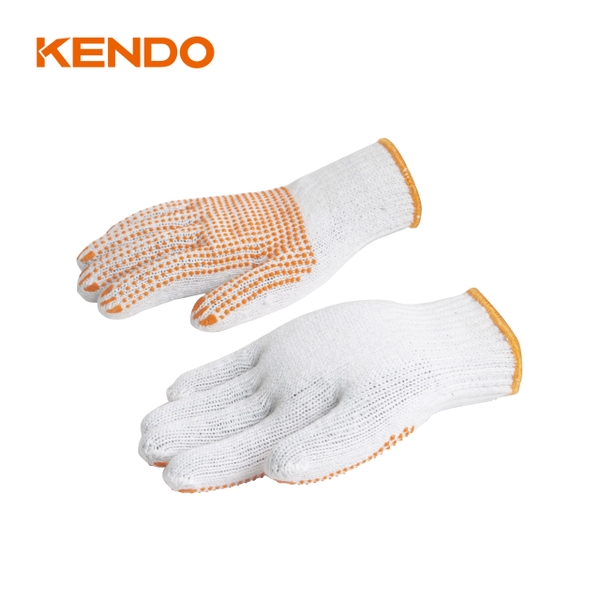 Găng tay làm việc bằng vải chấm cao su size 9 inch (L) Kendo 76132