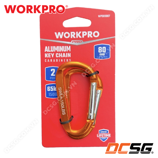 Bộ 2 cái móc khóa hình chữ D thân nhôm, có lò xo WORKPRO