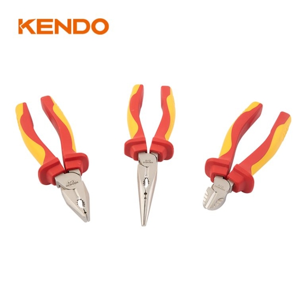 Bộ kìm cách điện 1000V 3 cái (kìm điện-cắt-nhọn) Kendo - 85134