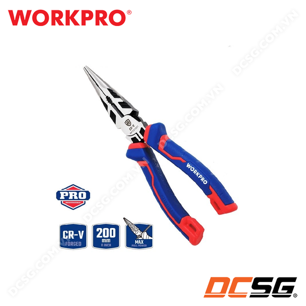 Kìm nhọn mũi dài đoàn bẩy trợ lực bằng thép CR-V cao cấp WORKPRO