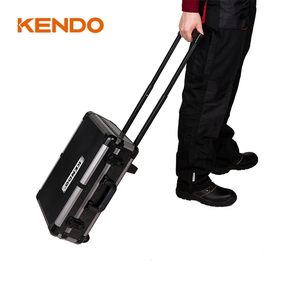 Bộ dụng cụ vỏ nhôm có bánh xe đẩy 161 chi tiết Kendo - 90703