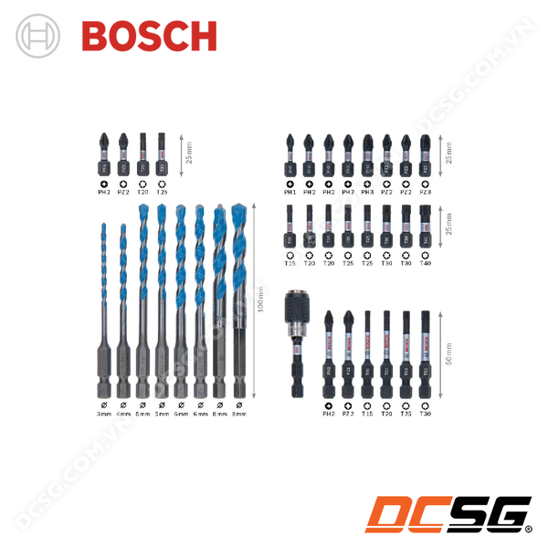 Bộ mũi khoan đa năng và vặn vít Pick & Click 35 chi tiết Bosch 2607017570