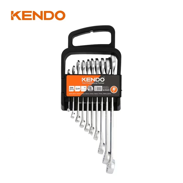 Bộ 10 cái cờ lê kết hợp vòng miệng bằng thép CrV (6-8-10-11-12-13-14-17-19-22mm) Kendo - 15415
