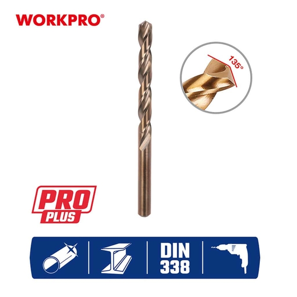 Mũi khoan thép, inox HSS-Co M35 WORKPRO WP400058