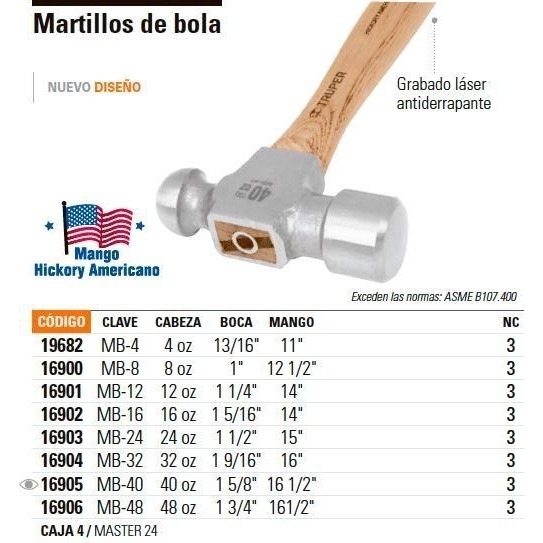 Búa gò 8oz/230g MB-8 Truper 16900