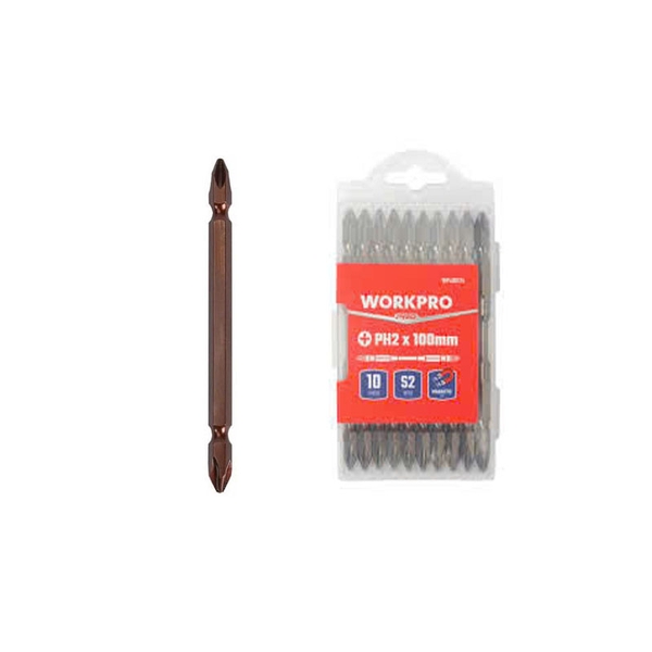 Mũi vặn vít 2 đầu bake PH2x100mm lực xoắn cao Workpro WP408174