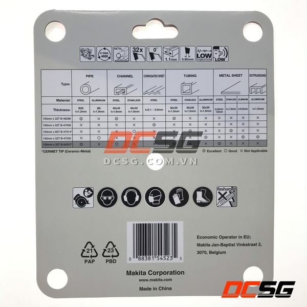 Đĩa cưa kim loại 32 răng 150x1.1x20mm Makita B-68301