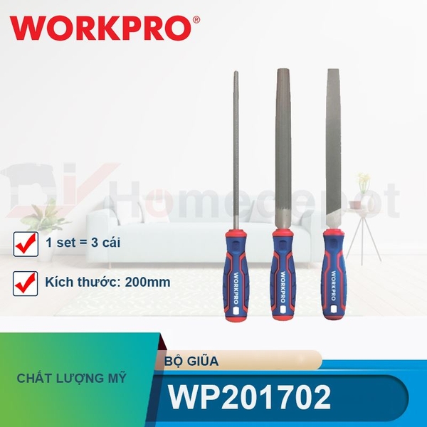 Bộ giũa, kích thước 8 inches (200mm) (1 SET = 3 cái)  Workpro WP201702