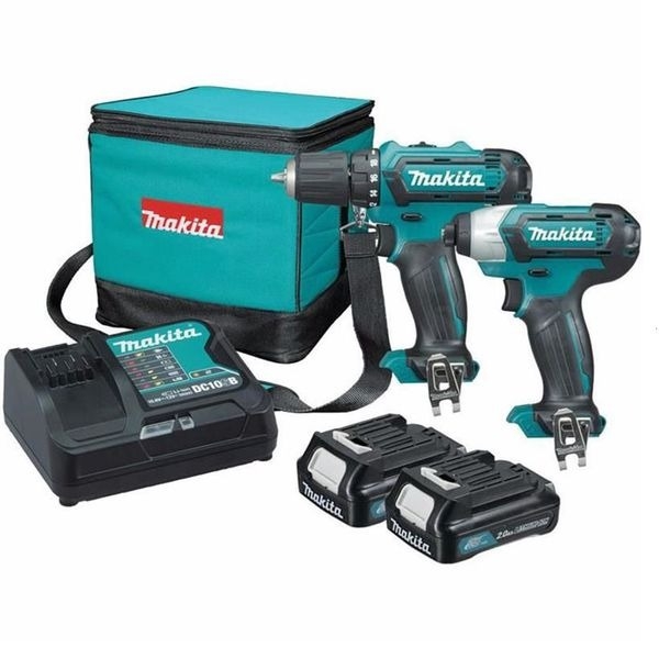 Bộ sản phẩm máy khoan búa, vặn vít dùng pin 12Vmax Makita CLX202S