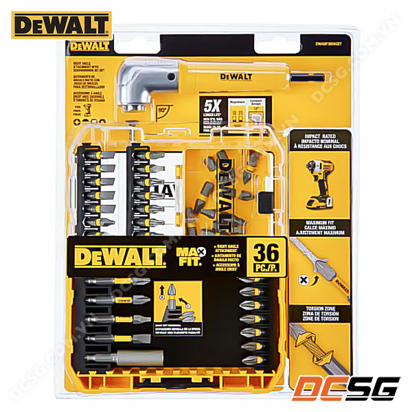 Bộ 32 mũi vít và đầu chuyển góc 90* DeWALT DWAMF36RASET