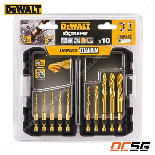 Bộ mũi khoan 10 chi tiết Titanium DeWALT DT50050-QZ