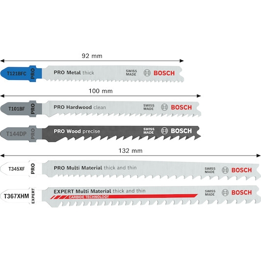 Bộ 15 lưỡi cưa lọng đa năng (4 T144DP, 4 T101BF, 3 T121BF, 1 T367XHM, 3 T345XF) Bosch 2607011438