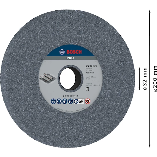 Đá mài GSM200 200x25x32mm mịn hạt 60 Bosch 2608600112