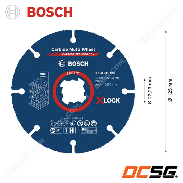 Đĩa cắt gỗ đa năng X-lock (125mm) Expert Carbide Multi Wheel Bosch 2608901193