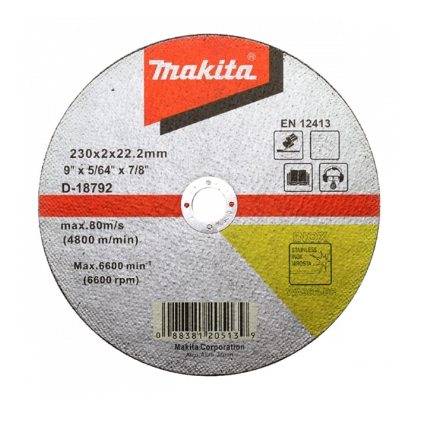 Đá cắt mỏng cho Inox/thép WA36REEL 230X2X22.2mm Makita D-18792