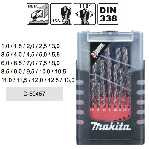 Bộ mũi khoam kim loại HSS-G 1.0-13mm (25 cái/bộ) Makita D-50457