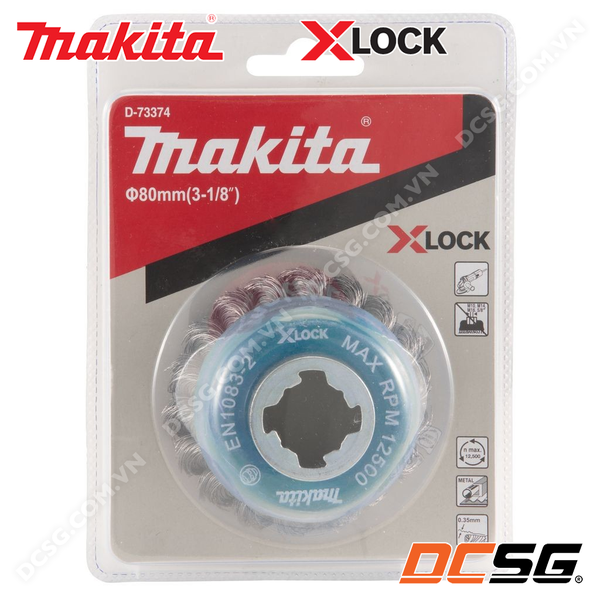 Chổi kim loại dạng xoắn 80mm (thép) Xlock Makita D-73374