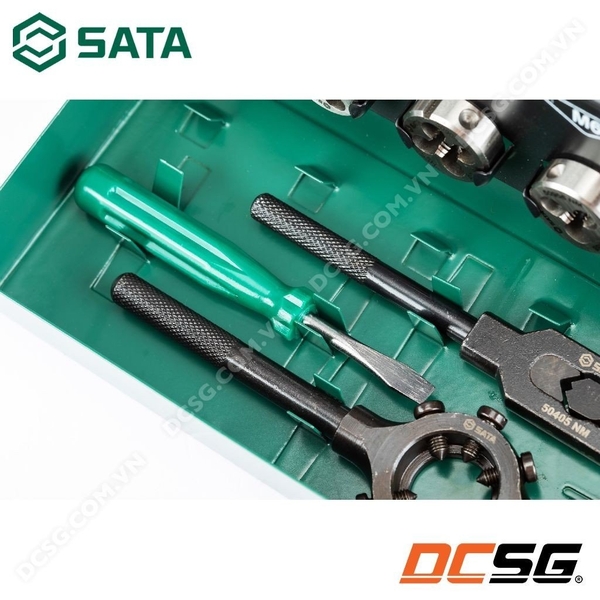 Bộ taro ren trong và ren ngoài kèm bàn ren thép HSS 6542 (32 chi tiết) SATA 50452