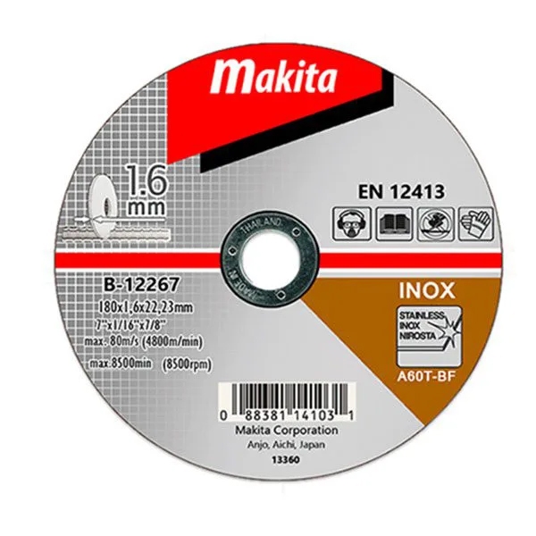 Đá cắt mỏng cho inox 180x1.6x22mm Makita B-12267