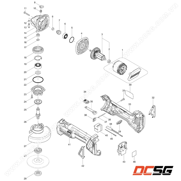 Phụ tùng thay thế chính hãng Makita DGA417