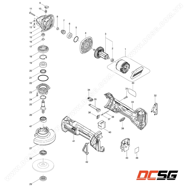 Phụ tùng thay thế chính hãng Makita DGA417
