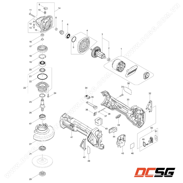 Phụ tùng thay thế chính hãng Makita DGA417