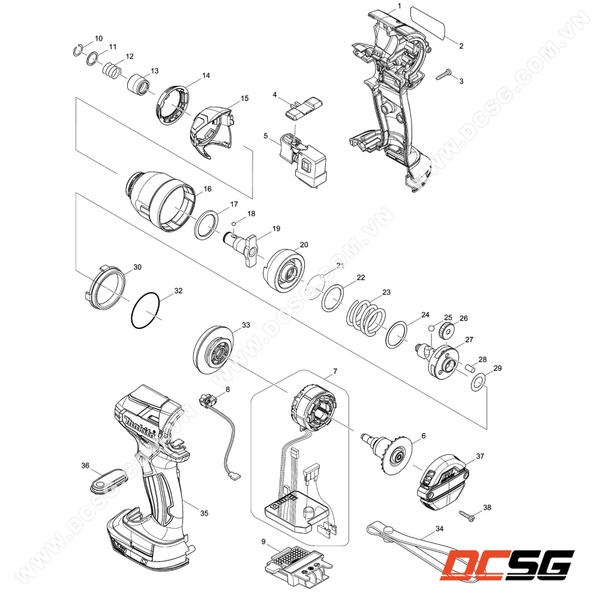 Phụ tùng thay thế chính hãng Makita DTD137