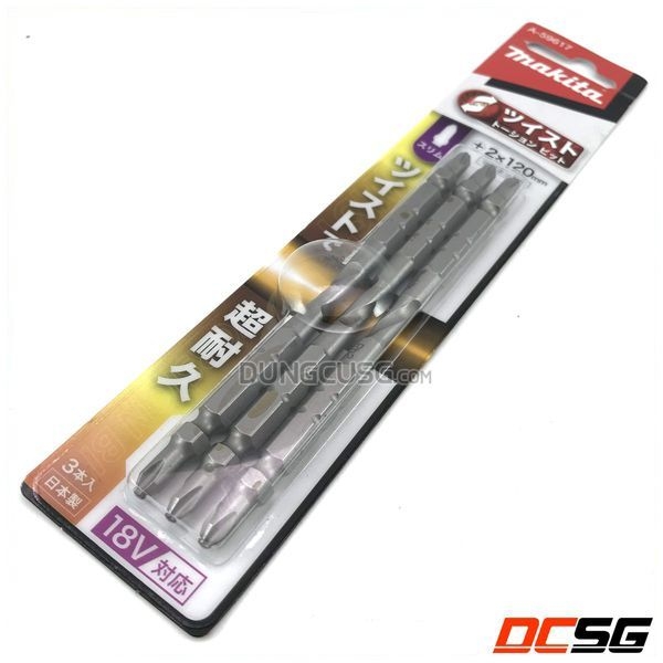 Bộ 03 đầu vít bake 120mm PH2 xoắn kép Makita A-59617
