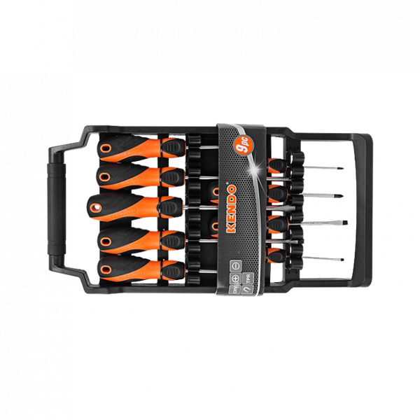 Bộ tua vít 9 cái với giá treo bằng nhựa - 20214 Kendo