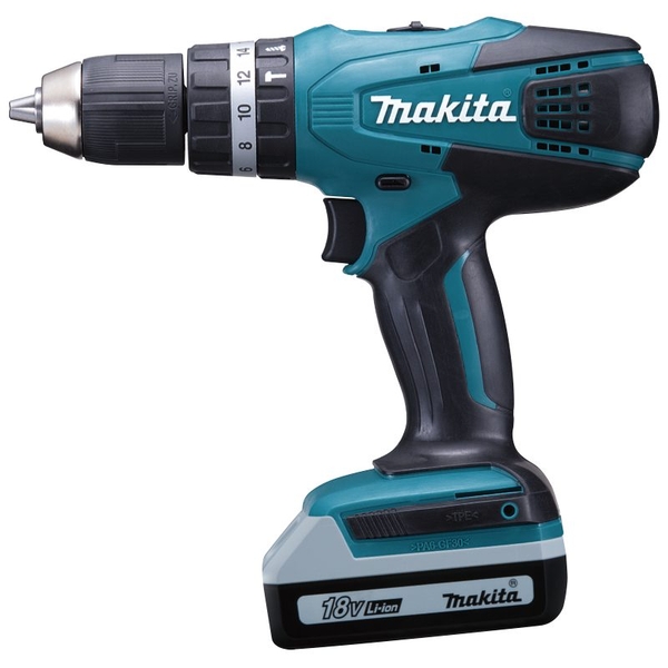 Máy khoan búa, vặn vít dùng pin (18v)(74cái phụ kiện) Makita HP457DWE10
