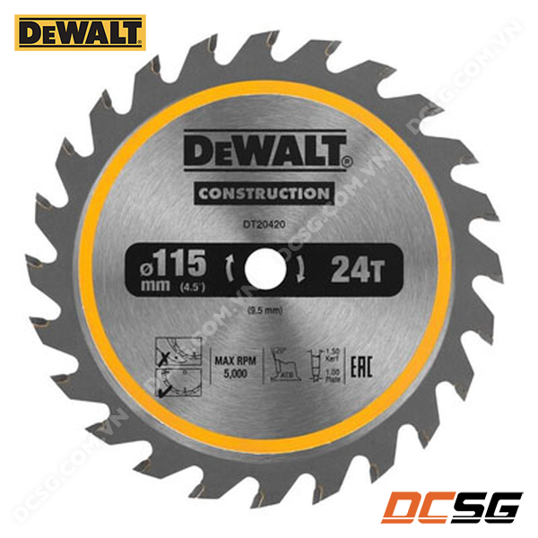 Lưỡi cưa gỗ 115mm 24T DeWALT DT20420-QZ