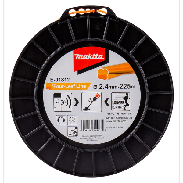 Dây cước cắt cỏ, cam 2.4mmx225m Makita E-01812