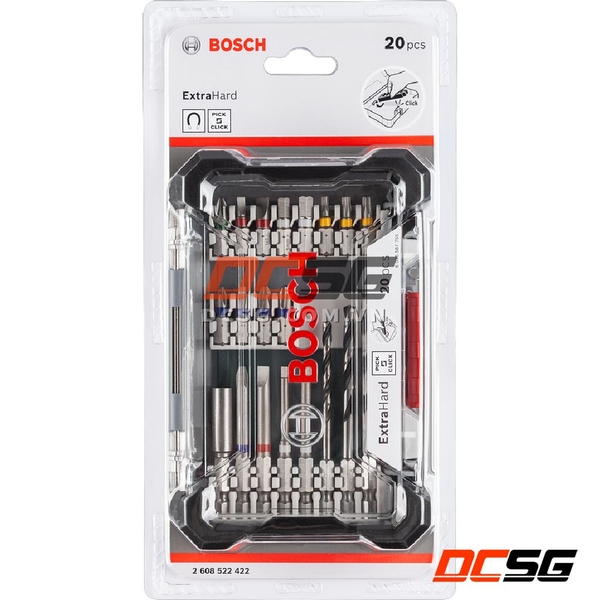 Bộ mũi khoan và vặn vít ExtraHard 20 chi tiết Bosch 2608522422