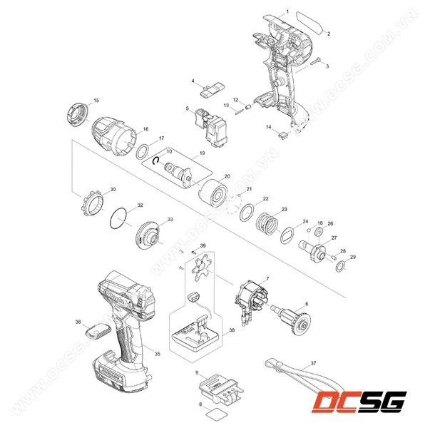 Phụ tùng thay thế chính hãng Makita DTW181