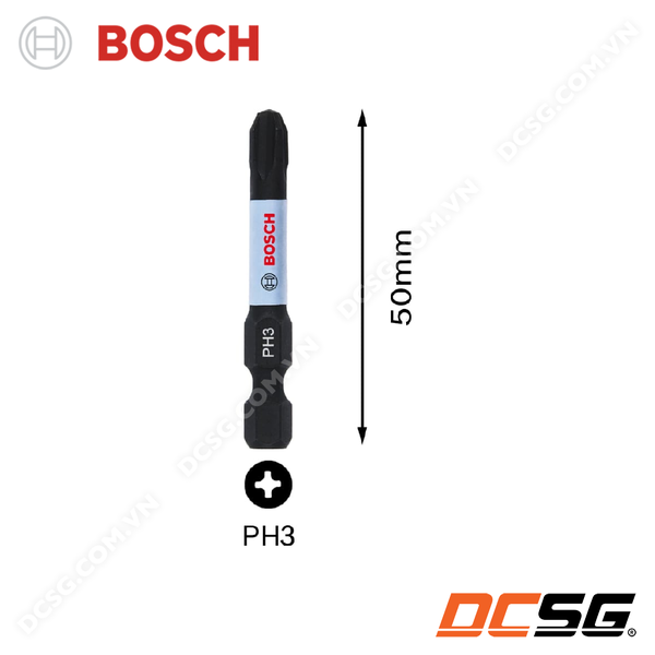 Mũi vít 1 đầu bake và hoa thị dài 50mm Power Bit Bosch