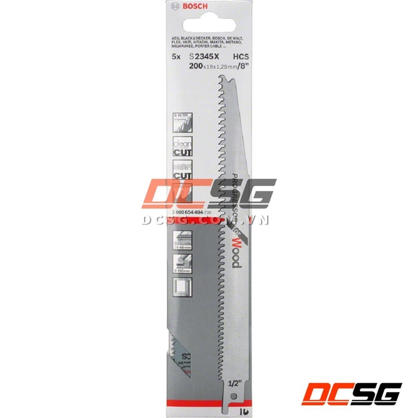 Lưỡi cưa kiếm cắt gỗ 200x19x1.25mm S2345X Bosch 2608654404